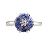 Genuine Tanzanite And White Zircon Sterling Silver Flower Ring