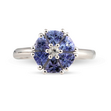 Genuine Tanzanite And White Zircon Sterling Silver Flower Ring