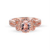 Genuine Morganite And White Zircon 14k Rose Gold Over Silver Halo Bow Ring