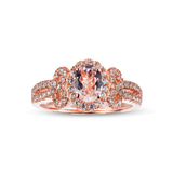 Genuine Morganite And White Zircon 14k Rose Gold Over Silver Halo Bow Ring