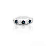 Premium Grade Round Cut Sapphires & H-I Color, SI Clarity  Round Brilliant Cut Diamonds in 14KT White Gold Ring