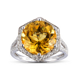 Genuine Citrine And White Topaz Sterling Silver Halo Ring