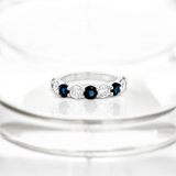 Premium Grade Round Cut Sapphires & H-I Color, SI Clarity  Round Brilliant Cut Diamonds in 14KT White Gold Ring