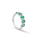 14KT WHITE GOLD EMERALD & DIAMOND BAND