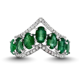 925 Sterling Silver Emerald & White Zircon Ring
