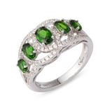 Genuine Chrome Diopside And White Zircon Sterling Silver Loop Ring