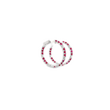 14KT WHITE GOLD RUBY & DIAMOND HOOP EARRINGS