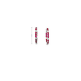 14KT WHITE GOLD RUBY & DIAMOND HOOP EARRINGS