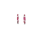 14KT WHITE GOLD RUBY & DIAMOND HOOP EARRINGS