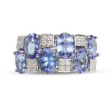 Genuine Tanzanite And White Zircon Sterling Silver Ring