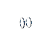 14KT WHITE GOLD SAPHIRE & DIAMOND HOOP EARRINGS