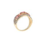 10KT YELLOW GOLD PADPARADSCHA SAPPHIRE & WHITE ZIRCON RING