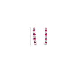 14KT WHITE GOLD RUBY & DIAMOND HOOP EARRINGS