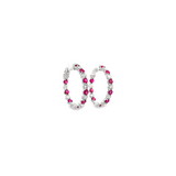 14KT WHITE GOLD RUBY & DIAMOND HOOP EARRINGS