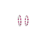 14KT WHITE GOLD RUBY & DIAMOND HOOP EARRINGS