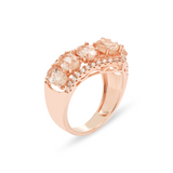 Genuine Morganite And White Zircon 14k Rose Gold Over Silver Chevron Ring