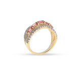 10KT YELLOW GOLD PADPARADSCHA SAPPHIRE & WHITE ZIRCON RING