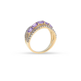 10KT YELLOW GOLD PURPLE SAPPHIRE & WHITE ZIRCON RING