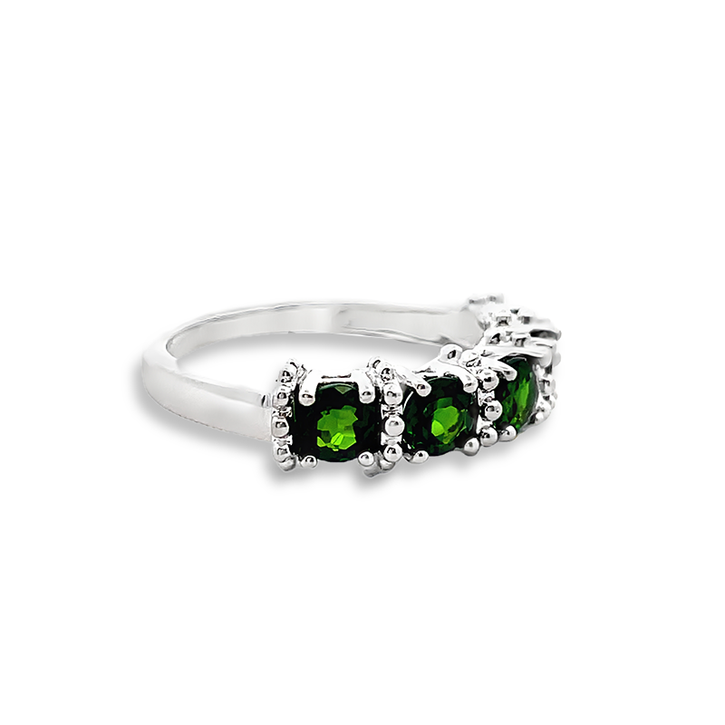 925 Sterling Silver 5-Stone Chrome Diopside Band