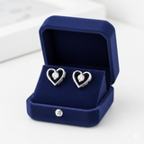 925 Sterling Silver Heart Stud Earrings with White CZ