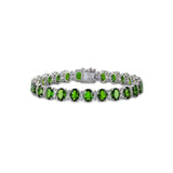 Genuine Chrome Diopside And White Zircon Sterling Silver Tennis Bracelet