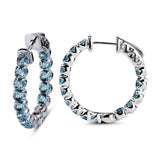 Genuine Blue Topaz Sterling Silver Inside Out Hoop Earrings