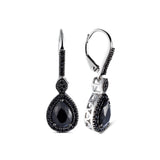 Genuine Black Spinel Sterling Silver Earrings