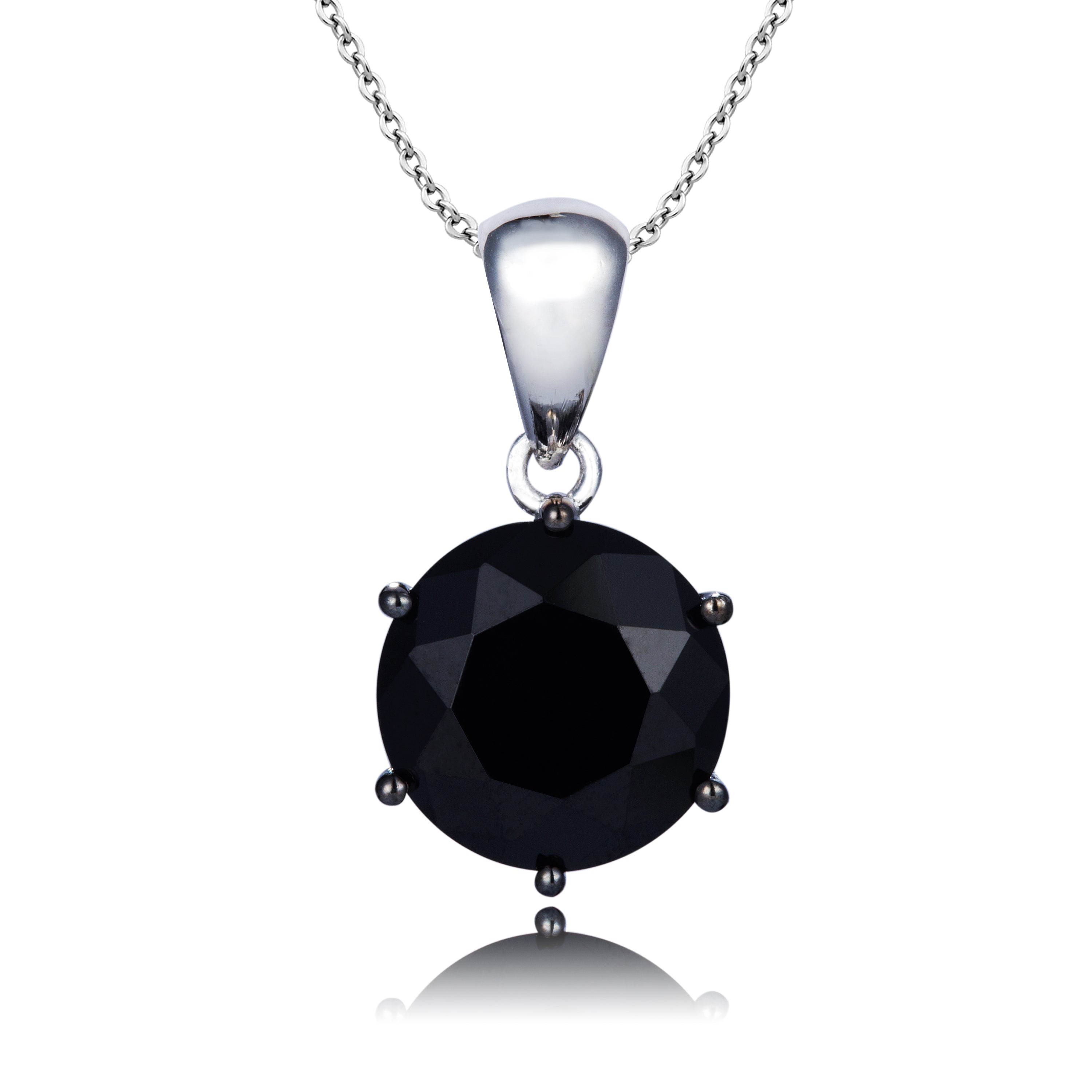 Genuine Black Spinel Sterling Silver Pendant