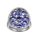 Genuine Tanzanite And White Zircon Sterling Silver Ring