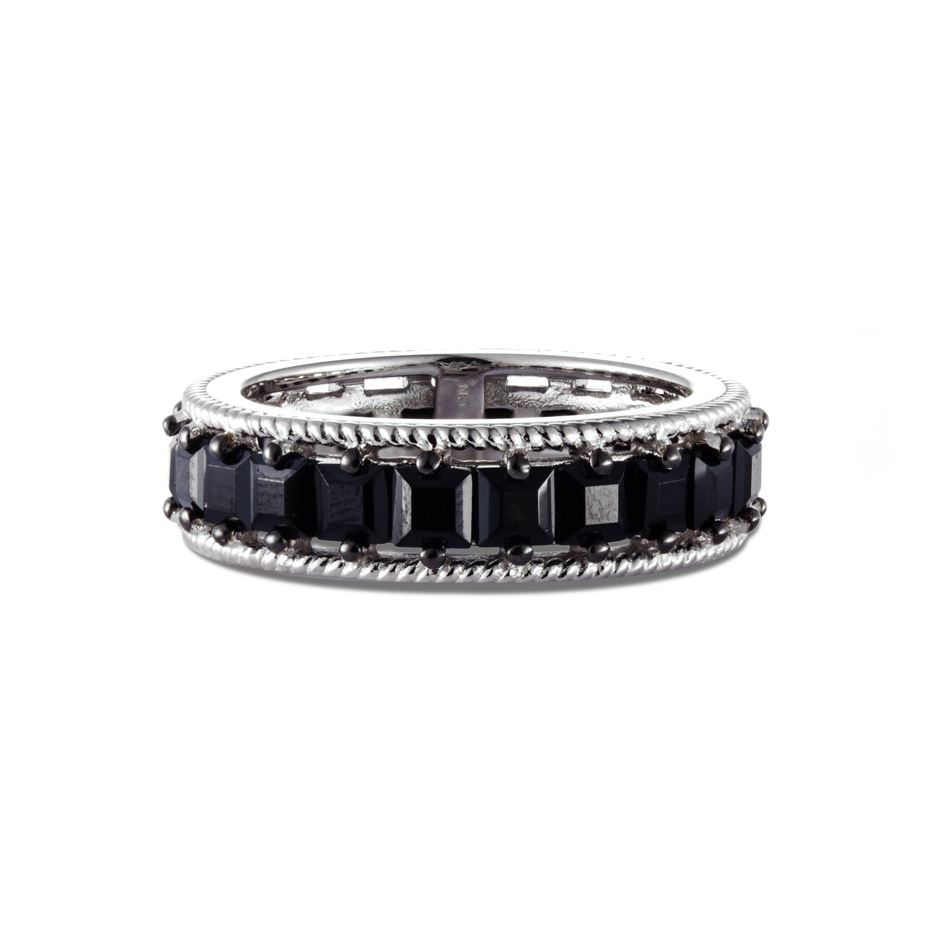 Genuine Black Spinel Sterling Silver Band Ring