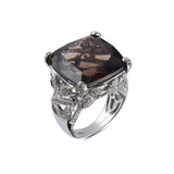 Genuine Smoky Quartz And White Topaz Sterling Silver Ring