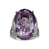 Genuine Pink Amethyst And White Topaz Sterling Silver Halo Ring