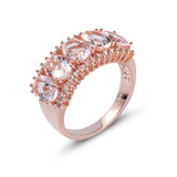 Genuine Morganite And White Zircon 14k Rose Over Silver Band Ring