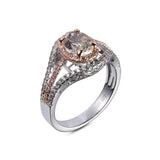 Genuine Morganite And White Topaz 14k Rose Gold Over Silver Halo Ring