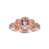 Genuine Morganite And White Zircon 14k Rose Gold Over Silver Halo Bow Ring