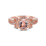 Genuine Morganite And White Zircon 14k Rose Gold Over Silver Halo Bow Ring