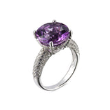 Genuine Amethyst And White Zircon Sterling Silver Pave Ring