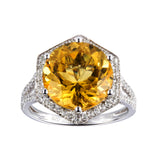 Genuine Citrine And White Topaz Sterling Silver Halo Ring