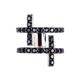 Genuine Black Spinel Sterling Silver Double Cross Ring