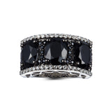 Genuine Black Spinel And White Zircon Sterling Silver Ring