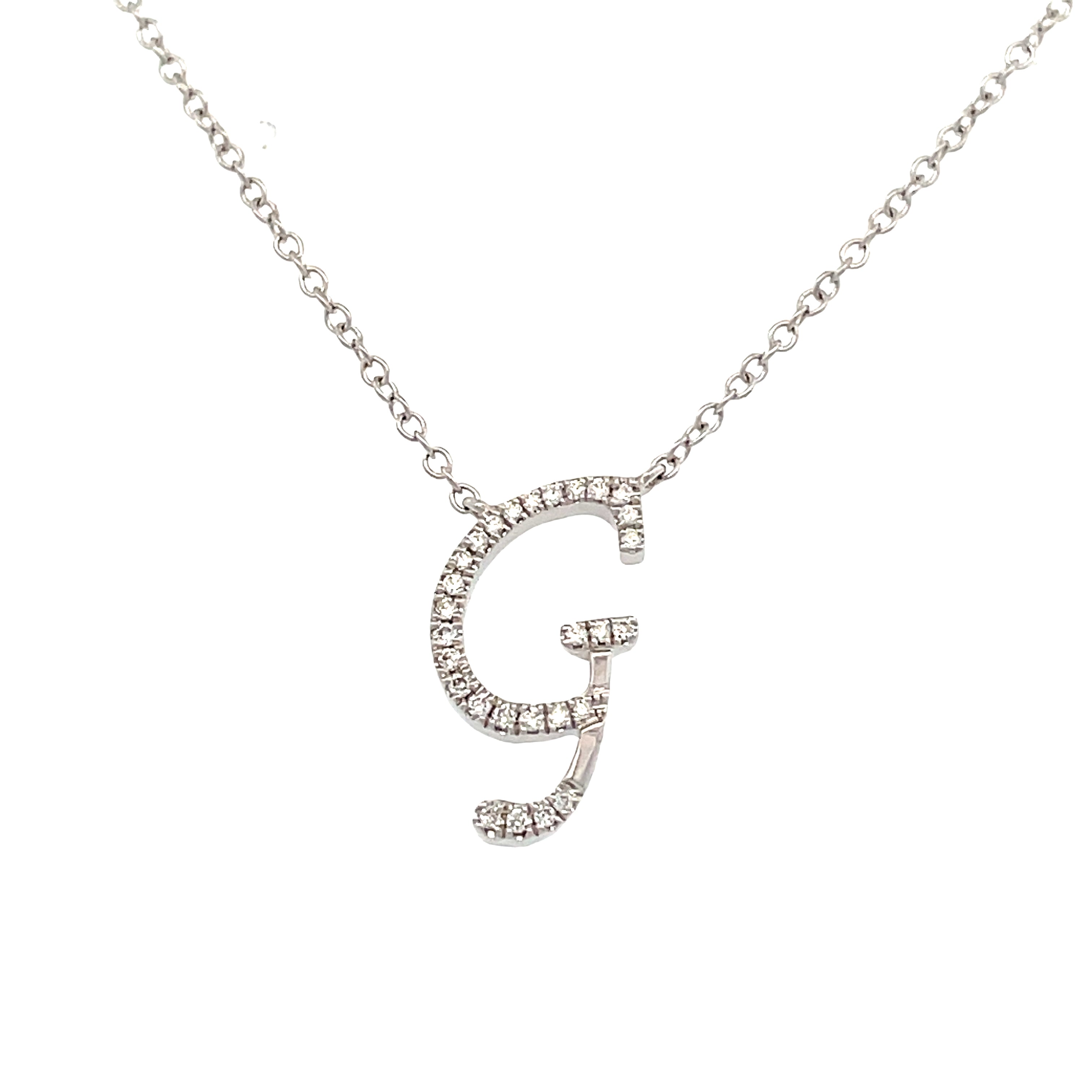 0.09 White Diamond Round 14K White Gold Necklace Length 18