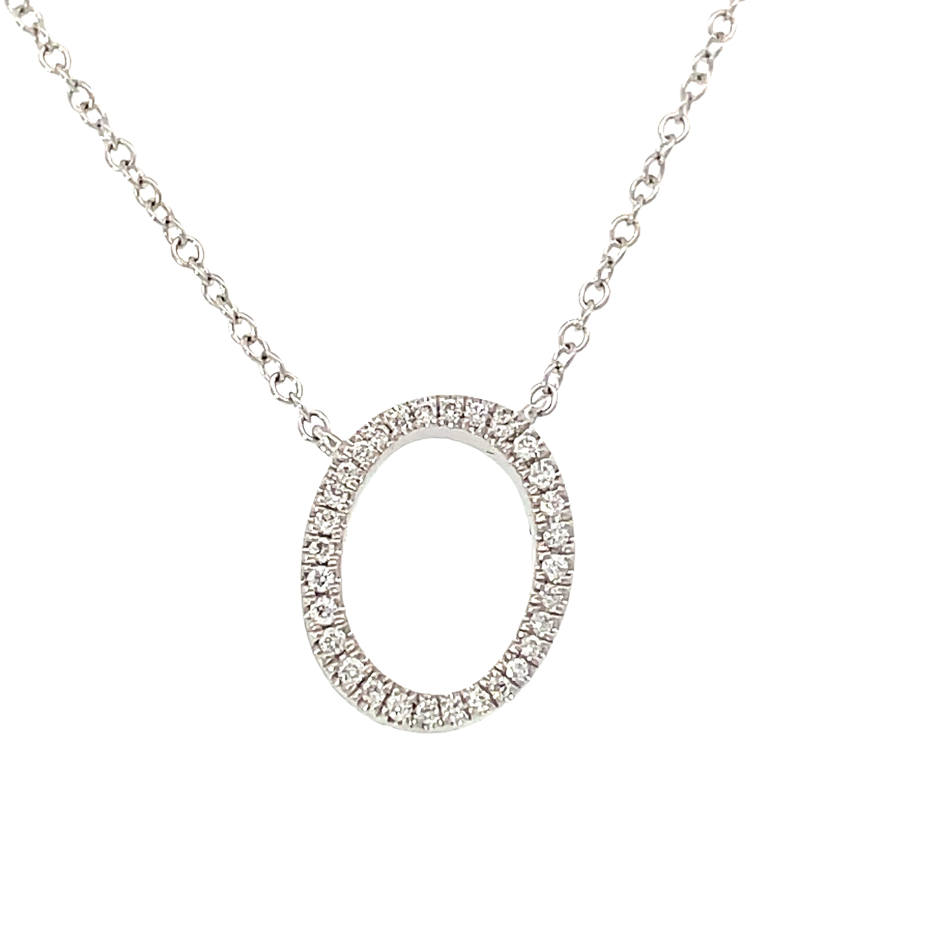 0.09 White Diamond Round 14K White Gold Necklace Length 18