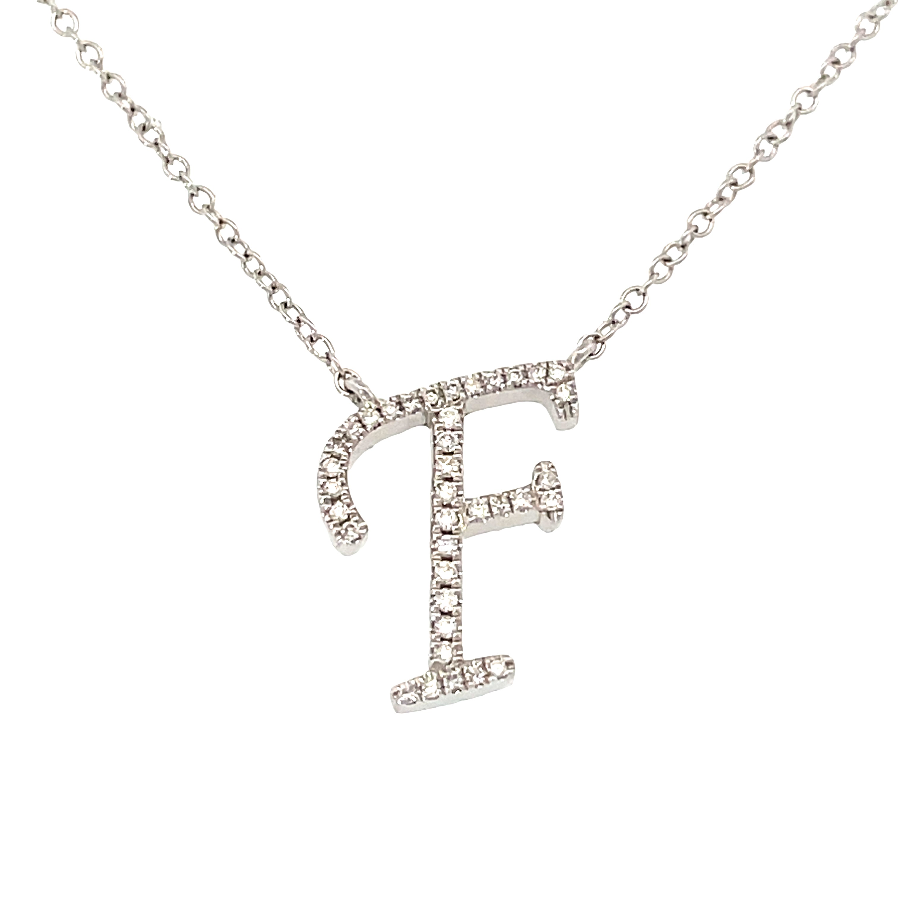 0.10 White Diamond Round 14K White Gold Necklace Length 18