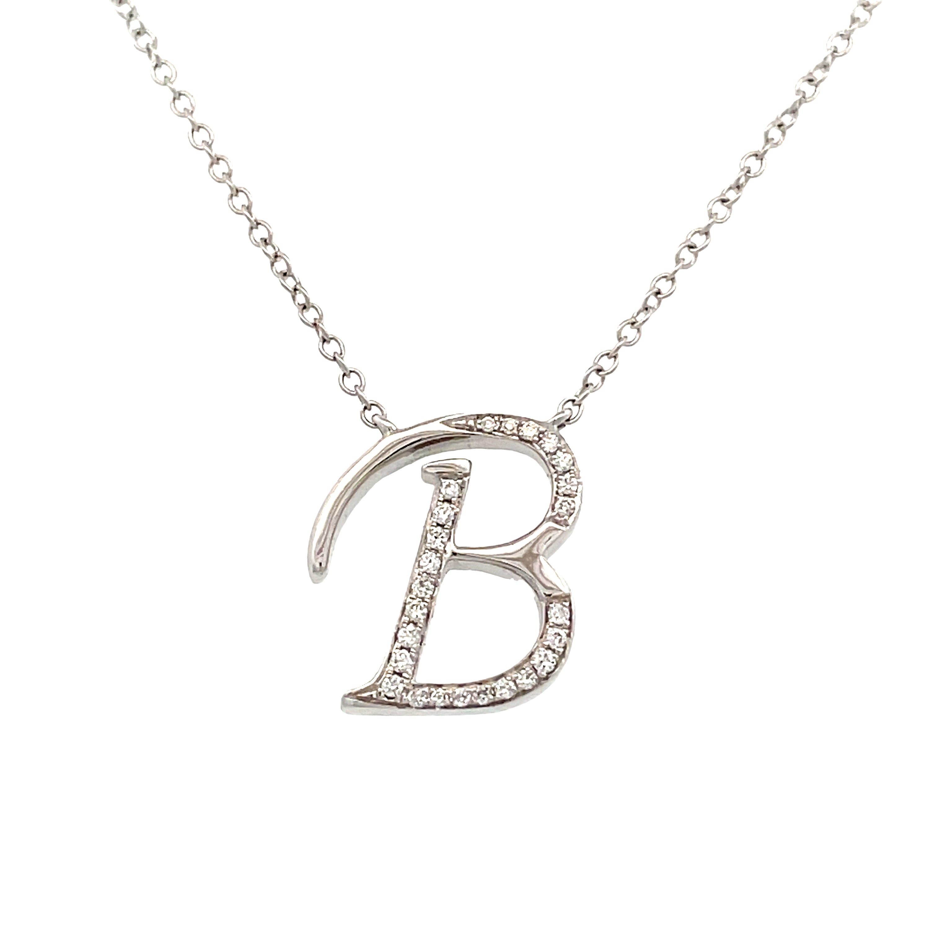 0.08 White Diamond Round 14K White Gold Necklace Length 18