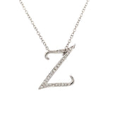0.08 White Diamond Round 14K White Gold Necklace Length 18