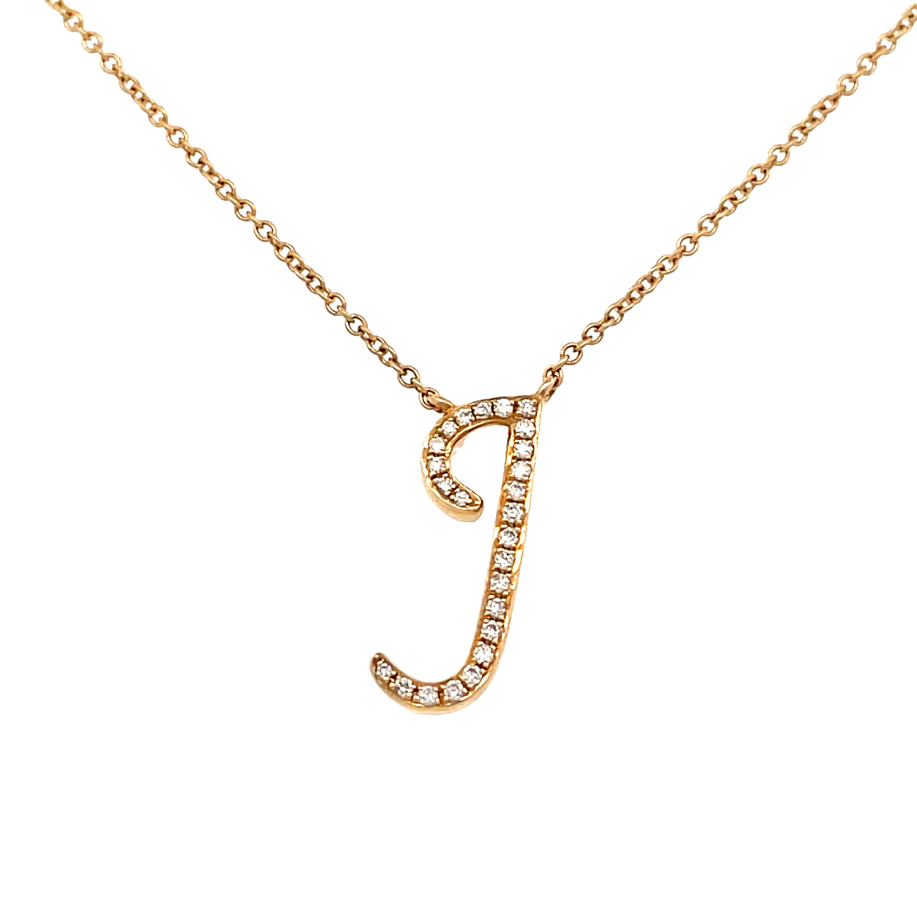 0.07 White Diamond Round 14K Yellow Gold Necklace Length 18