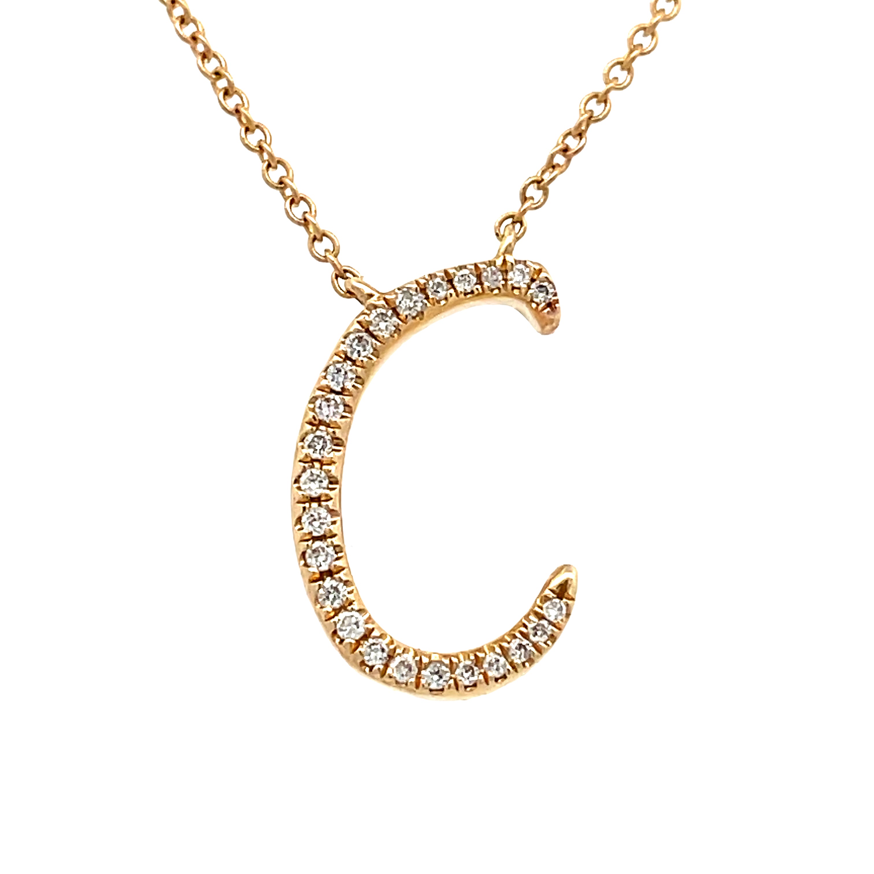 0.08 White Diamond Round 14K Yellow Gold Necklace Length 18