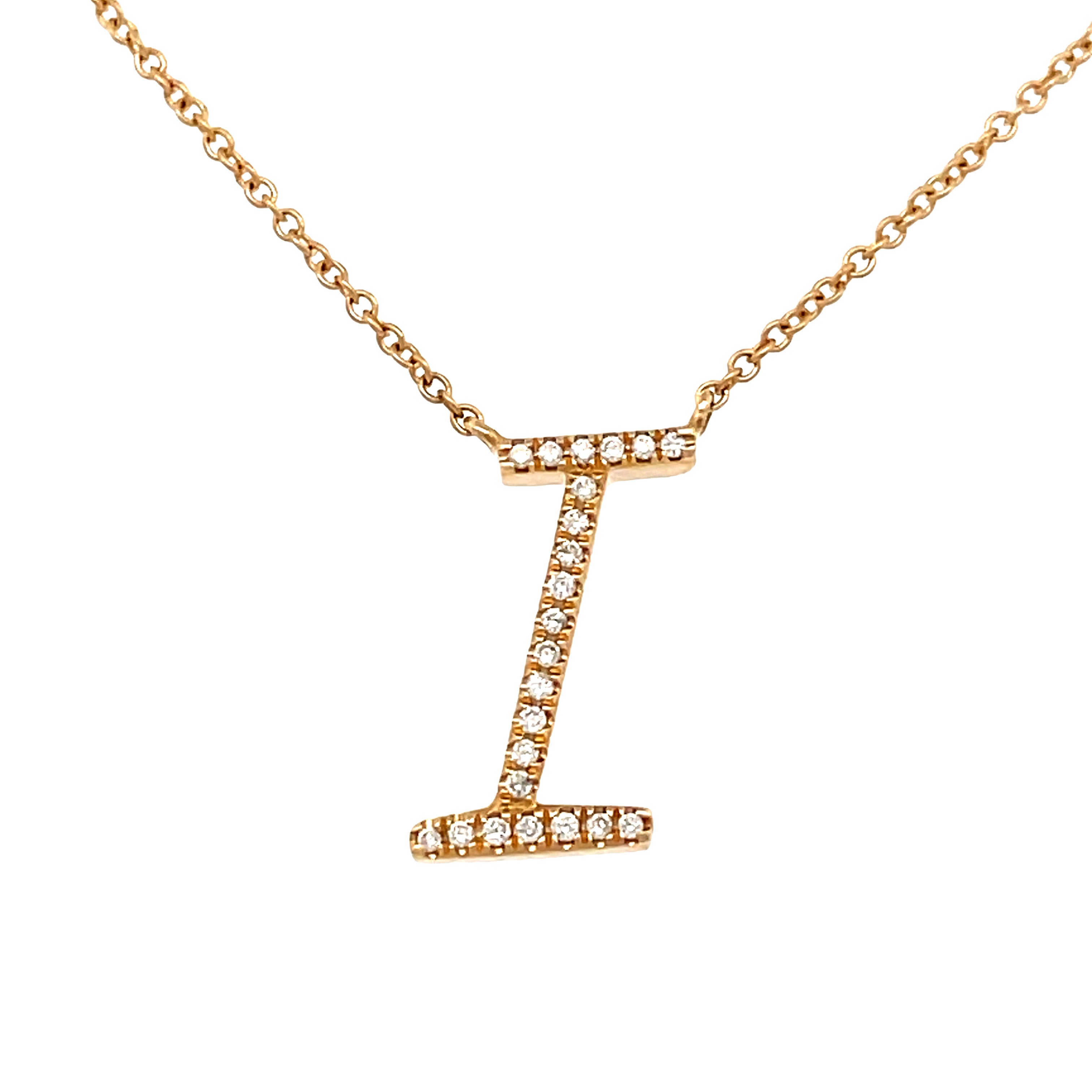 0.06 White Diamond Round 14K Yellow Gold Necklace Length 18