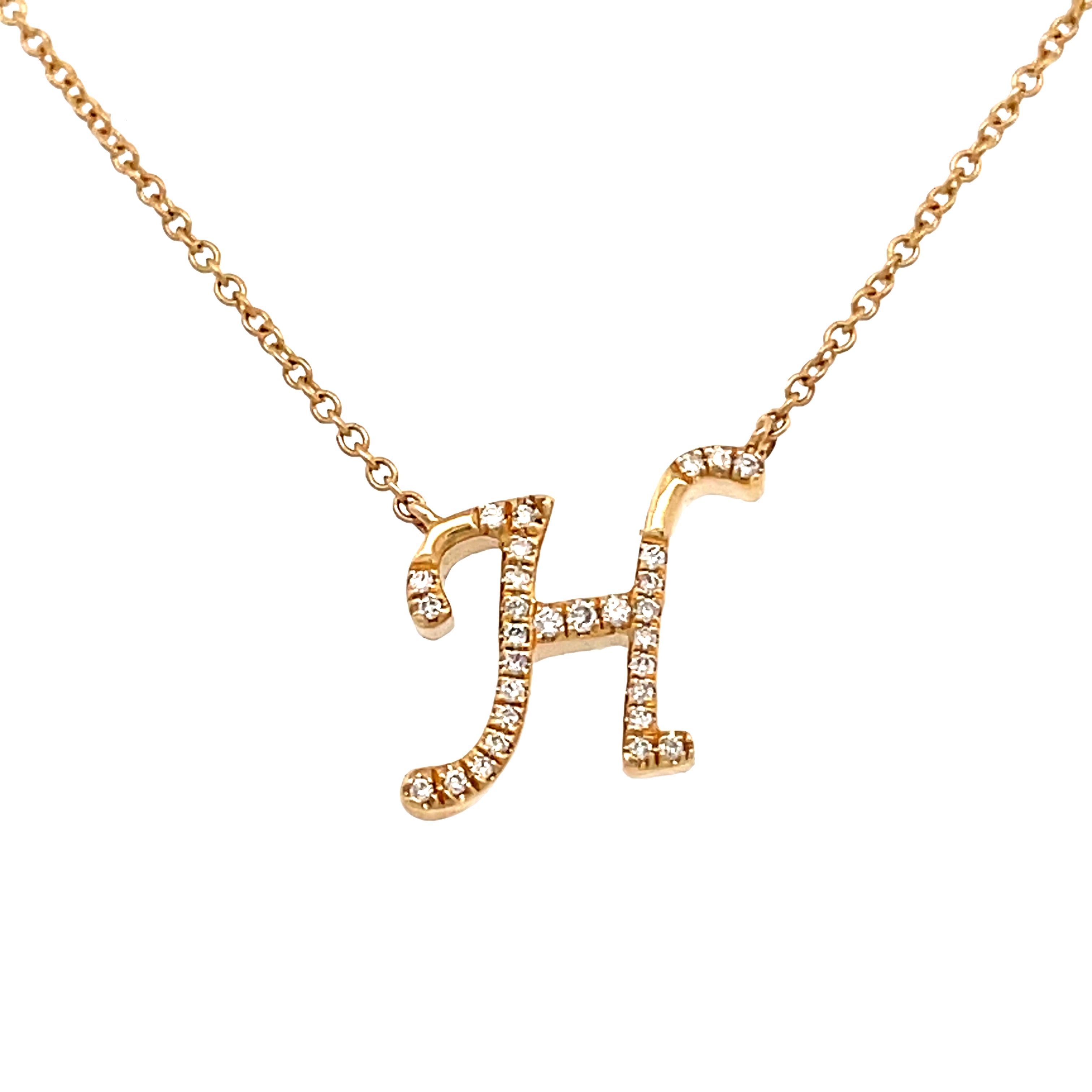 0.07 White Diamond Round 14K Yellow Gold Necklace Length 18