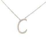 0.06 White Diamond Round 14K White Gold Necklace Length 18